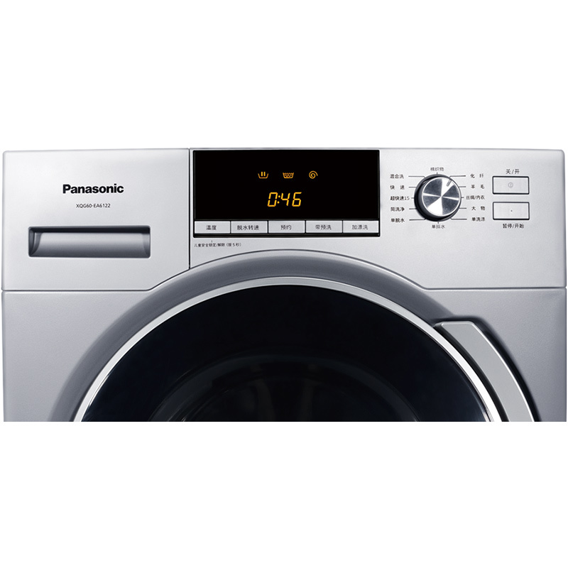 松下(Panasonic) XQG60-EA6122 6公斤 大直径内桶中途添衣多段控温泡沫洗更洁净滚筒洗衣机(银色)