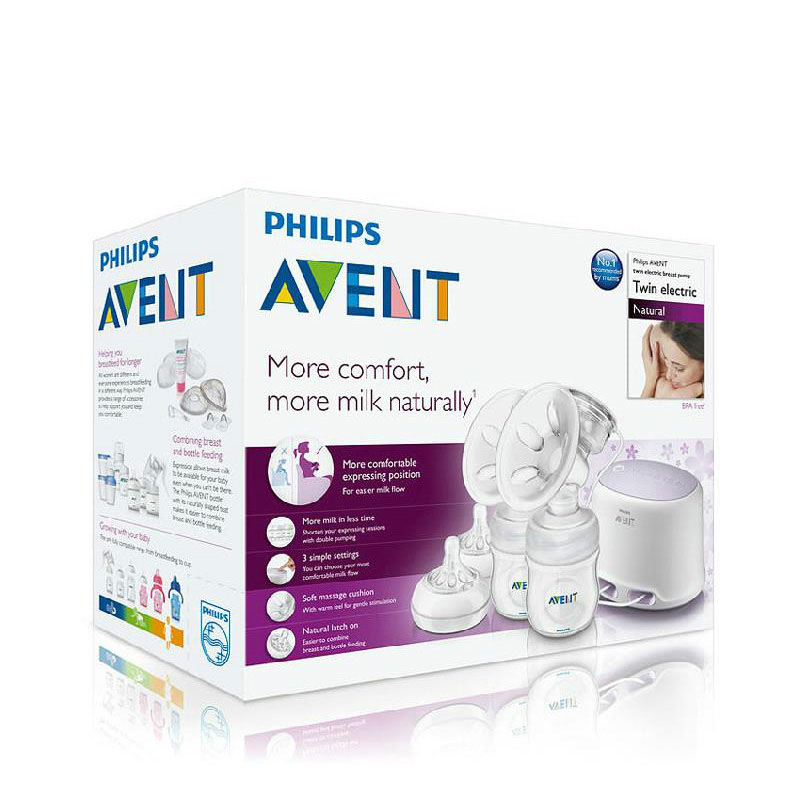 飞利浦 AVENT 吸奶器 新安怡宽口径自然原生双边电动吸乳器 英国原装进口SCF334/02