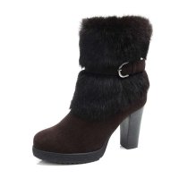白领丽人粗跟绒里女靴33YE035R