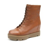 白领丽人2015欧美圆头牛皮内增高马丁靴女鞋33YE930D