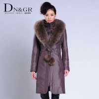DNGR秋冬季女装时尚大衣毛领拉链中长款兔毛内胆尼克服外套1238