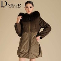DNGR秋冬季女装外套连帽中长款毛领时尚高端尼克服大衣1247