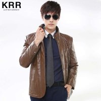 KRR002新款真皮羽绒服男水貂毛立领绵羊皮男式真皮皮衣