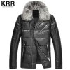 KRR006新款皮羽绒真皮皮衣男 海宁真皮羽绒服 男士水貂领翻领皮外套
