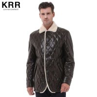 KRR009秋冬新款 真皮羽绒服男短款修身绵羊皮男士皮衣真皮皮衣