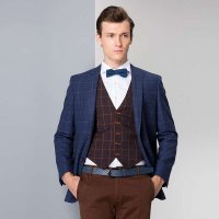 法派2015秋季商务休闲西装蓝色格纹小西装B2A23531M8