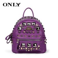 ONLY2015新潮流英伦学院风韩版个性百搭铆钉双肩包002紫色