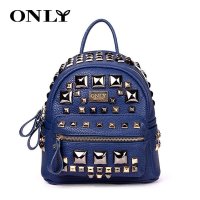 ONLY2015新潮流英伦学院风韩版个性百搭铆钉双肩包002蓝色