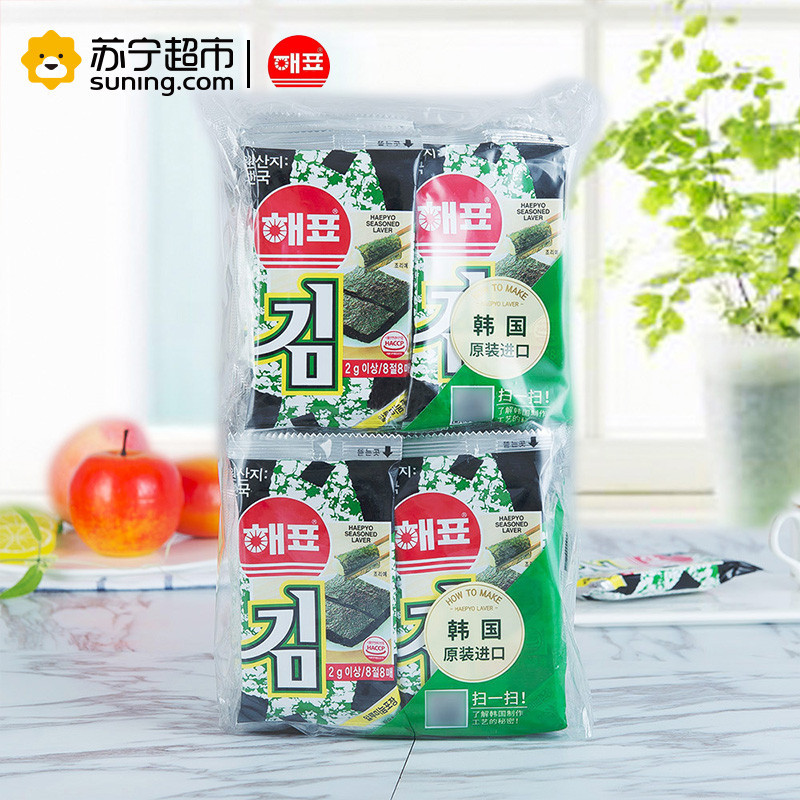 韩国进口 海牌(HAEPYO)海苔64g（32小包）海味即食 休闲零食 米饭寿司好伴侣 酥脆鲜美