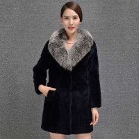 KRR 1507-1 韩版秋冬女士修身狐狸毛领兔毛皮草外套