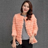 KRR 6403 秋冬新款七分袖女士兔毛外套