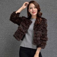 KRR S050-2 秋冬韩版圆领兔毛外套