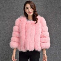 KRR 5218海宁真皮皮衣狐狸毛长款外套女七分袖皮草外套