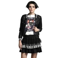 拓谷2015秋装新款女装破洞纯色修身休闲外套PU拼接棒球服上衣女