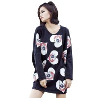 拓谷2015秋装印花宽松直筒卫衣欧洲站时尚个性休闲中长款T恤女潮