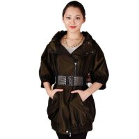 斯尔丽中长款拉链腰带风衣 0C001