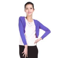 斯尔丽春秋款女装湖蓝色针织短外套0C610