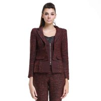 Maxtina玛仙娜新款西装翻领拉链修身夹克外套女AFWCTJ23桃红