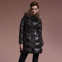 杰奥女士机车风貂子毛领时尚羽绒服