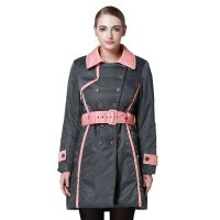 2015秋冬季新款商务大衣欧美版气质修身大码中长款风衣女带腰带13FFCC90003灰色