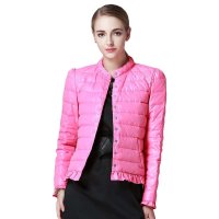 MAXTINA2015秋冬款正品真鸭绒羽绒服装女短款轻薄潮新款修身立领外套13FFWQ20015粉红