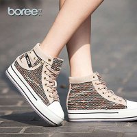 宝人(Boree)女款牛反绒毛线内增高休闲鞋BRW58089