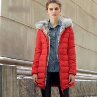 SITISELECTED/欧尼娜 兔毛连帽中长羽绒服13DC023