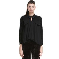 玛仙娜休闲时尚纯色长袖宽松假两件套上衣13FFWJ10004黑色