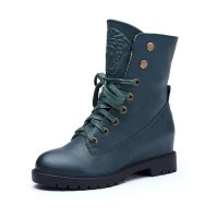GEMEIQ/戈美其 女靴圆头方跟 中筒靴薄系带内增高马丁靴1915098