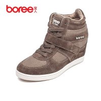 宝人(Boree)专柜同步女款牛皮拼接内增高鞋