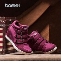 宝人(Boree) 专柜同步女款酒红牛皮金属扣带内增高鞋Brw80832122