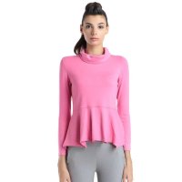 Maxtina玛仙娜2015新款欧洲站甜美公主风半高领打底衫女潮流春衣女T恤长袖AFWCQW04粉红色