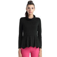 Maxtina玛仙娜2015新款欧洲站甜美公主风半高领打底衫女潮流女T恤长袖AFWCQW04黑色