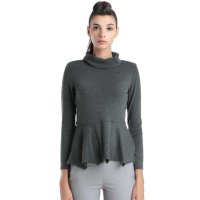 Maxtina玛仙娜2015新款欧洲站甜美公主风半高领打底衫女潮流女T恤长袖AFWCQW04深灰