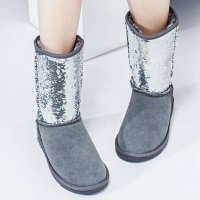 宝人(Boree) 女款灰色牛皮亮片雪地靴91129000108
