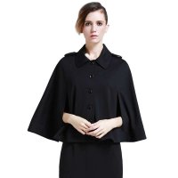 Maxtina玛仙娜欧美时尚肩章斗篷单排扣外套气质高贵女AFWCGF36黑色