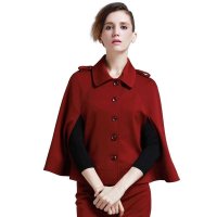 Maxtina玛仙娜欧美时尚肩章斗篷单排扣外套气质高贵女AFWCGF36红色