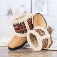 宝人(Boree) 女款驼色民族高帮棉靴93352340116