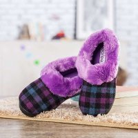 宝人(Boree) 女款紫罗兰格子呢保暖厚毛棉鞋93352260235
