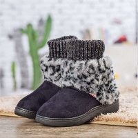 宝人(Boree) 女款黑色高帮厚毛保暖棉靴93352320101