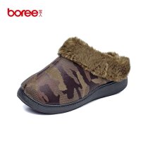 宝人(Boree) 男款军绿软皮保暖棉鞋33352370118