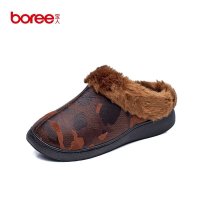 宝人(Boree)男款棕色软皮保暖棉鞋33352370111