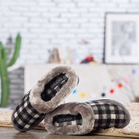 宝人(Boree) 男款灰色格子呢厚毛棉鞋33352380108