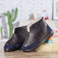 宝人(Boree) 男款藏青皮绒拼色保暖棉鞋33352390119