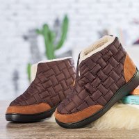 宝人(Boree)男款棕浅棕软质布高帮保暖棉鞋33352400482