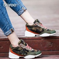  宝人(Boree)女款宝兰超纤马毛休闲鞋BRW58119军绿