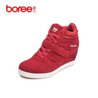 宝人(Boree)专柜同步女款红色牛皮拼接内增高鞋Brw80712102