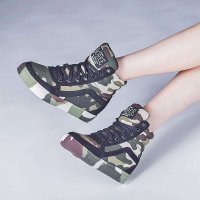  宝人(Boree) 专柜同步女款黑色迷彩布牛皮内增高鞋BRW80856黑色