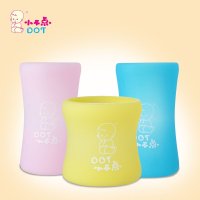 小不点硅胶奶瓶新生儿宽口玻璃奶瓶硅胶套 宽口奶瓶适用-葫芦形硅橡胶奶瓶套-120ml蓝