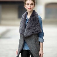 SITISELECTED/欧尼娜 兔毛女士马甲14DC222